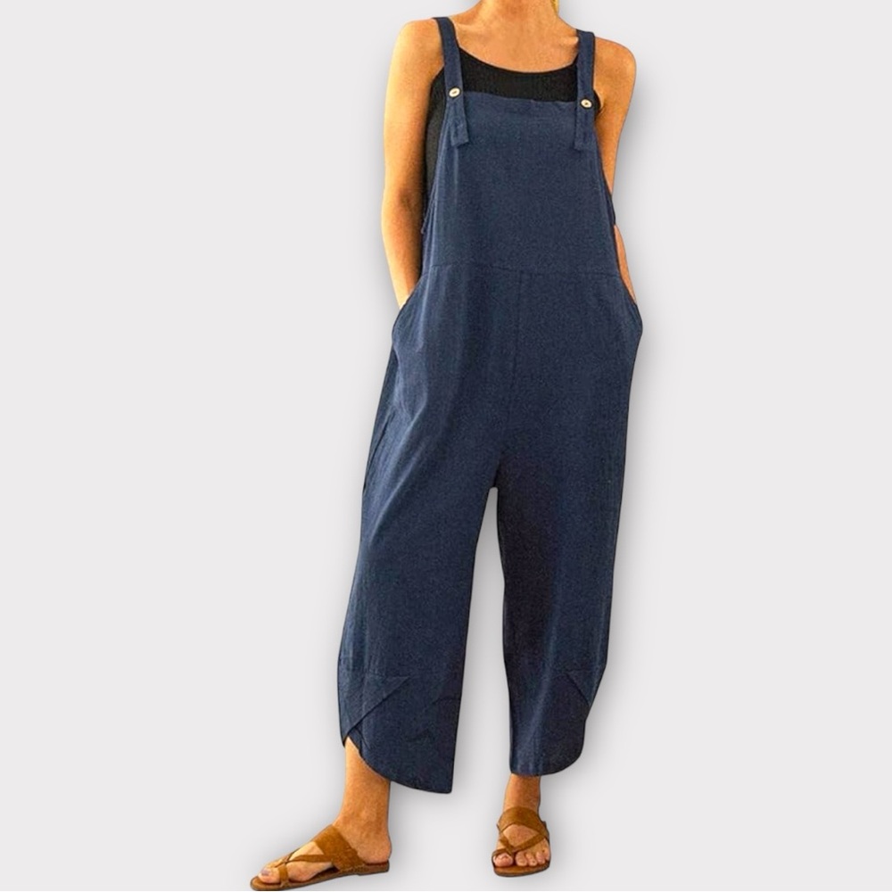 Xunger Brand Navy Vintage Overalls Loose Adjustable Jumpsuit Pocketed Romper XXL